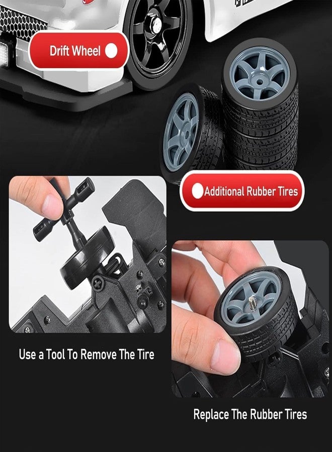 JOYJAY RC Drift Car 2.4GHz 1:16 Scale 4WD 18KM/H High Speed Remote Control Car with LED Lights, 1 Batteries and Rubber Tire, Racing Sport Toy Vehicle for Adults, Boys, Girls, and Kids (Black) - Image 5